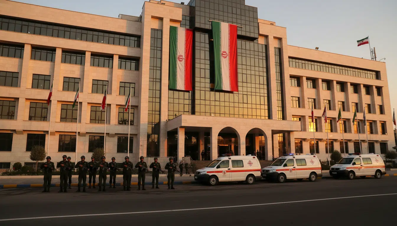 Hôpital de Qom en Iran avec gardes militaires