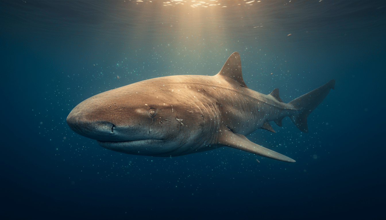 Requin du Groenland nageant dans les profondeurs arctiques
