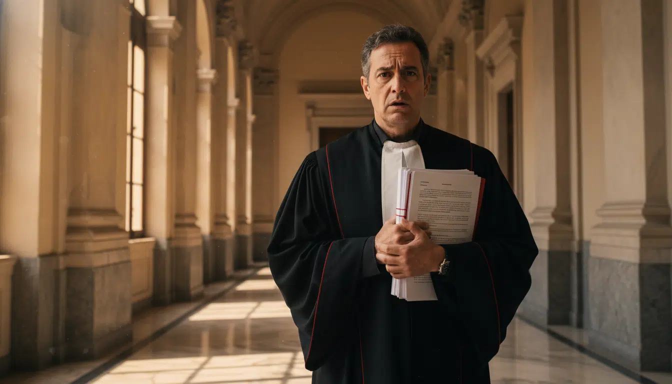 Magistrat italien préoccupé dans un palais de justice