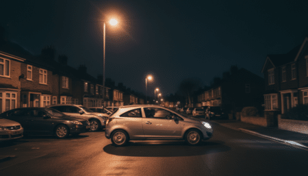 Voiture Vauxhall Corsa roulant à grande vitesse de nuit