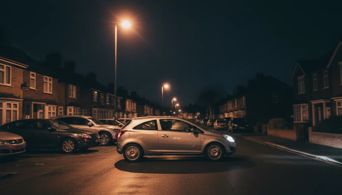 Voiture Vauxhall Corsa roulant à grande vitesse de nuit