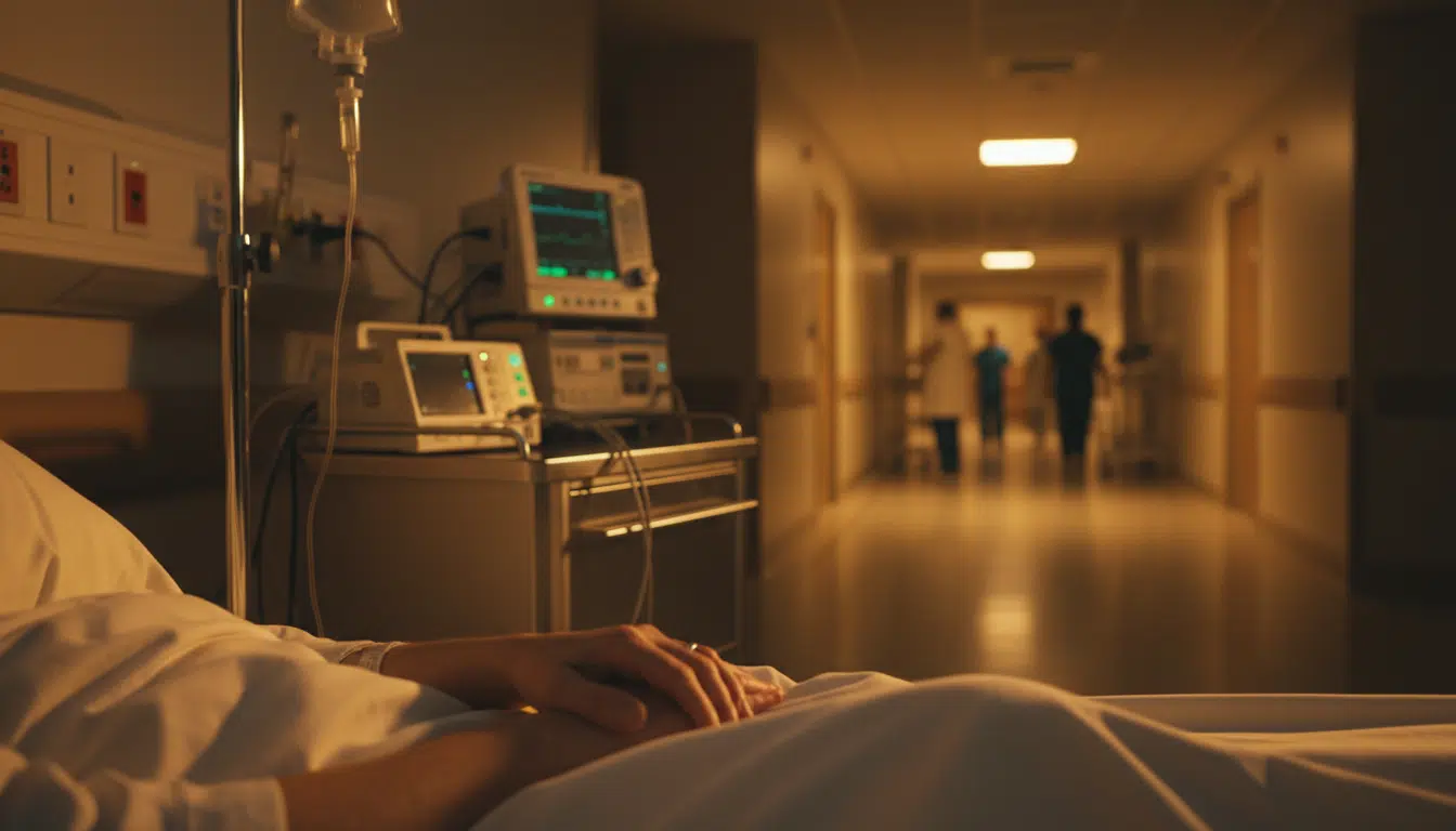 Lit d'hôpital avec perfusion intraveineuse après une opération