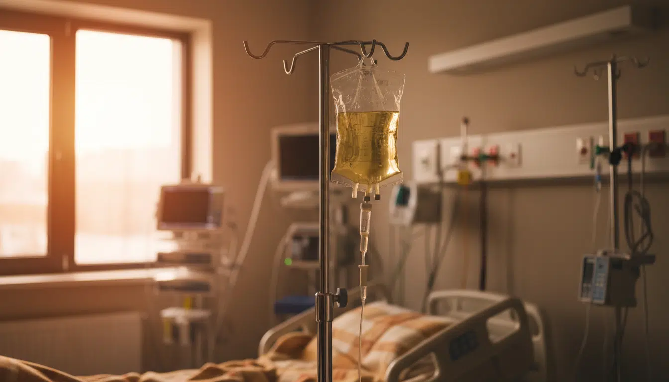 Cathéter et poche de nutrition parentérale en milieu hospitalier