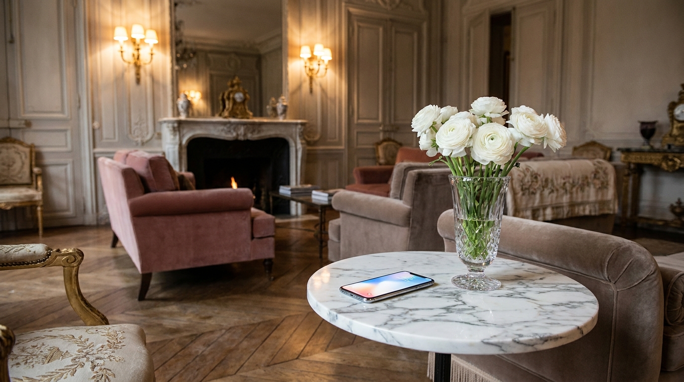 Un smartphone posé dans un salon, symbole du message d'hommage publié sur les réseaux sociaux