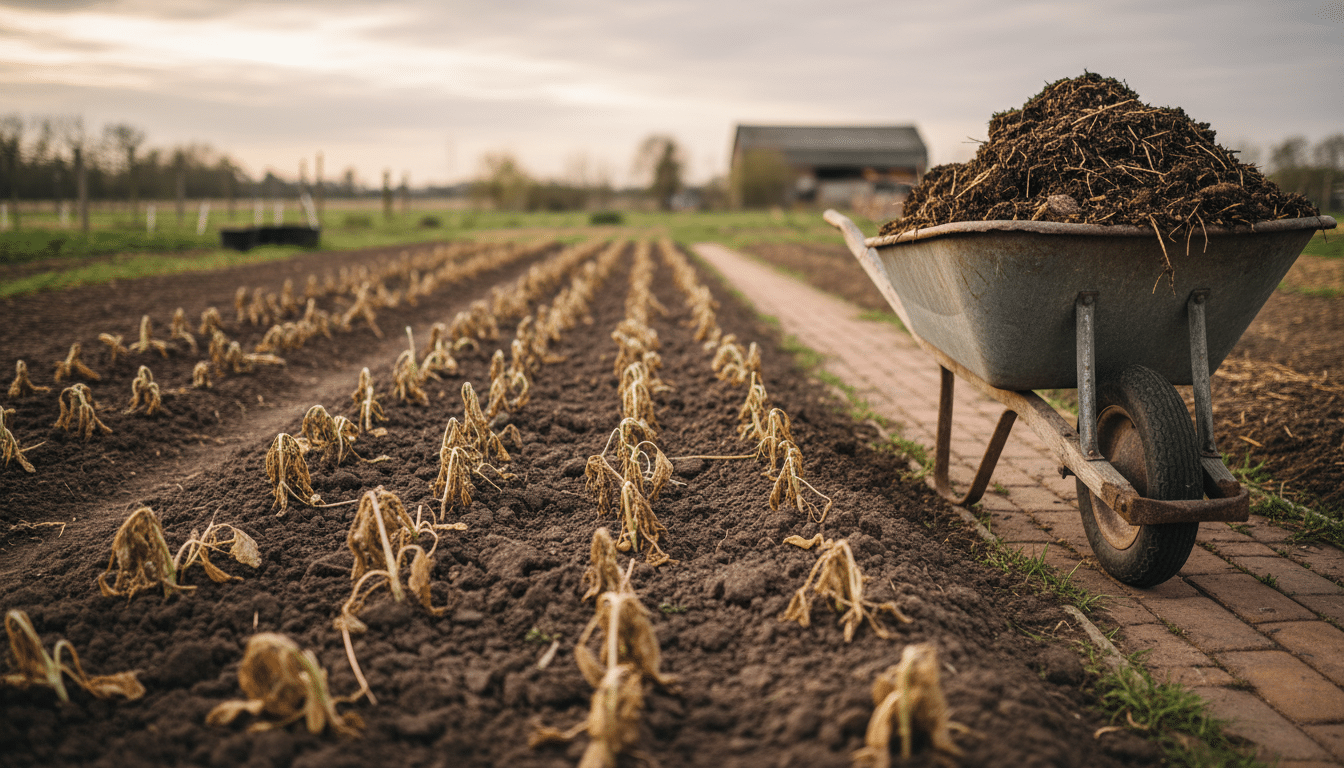 Semis de radis brûlés par les fientes au potager