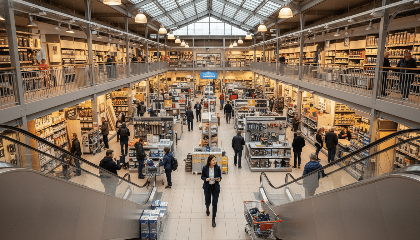Intérieur d'un grand magasin Leroy Merlin à Paris sur plusieurs étages