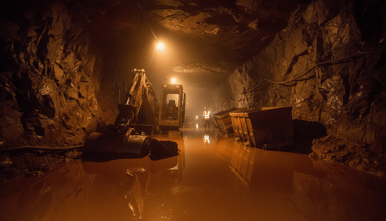 Tunnel de mine inondé après un effondrement
