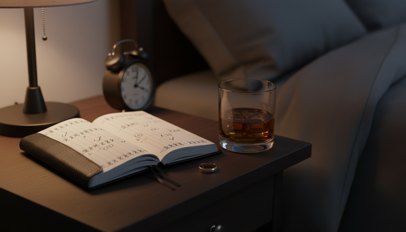 Carnet de notes avec système de notation sur une table de nuit