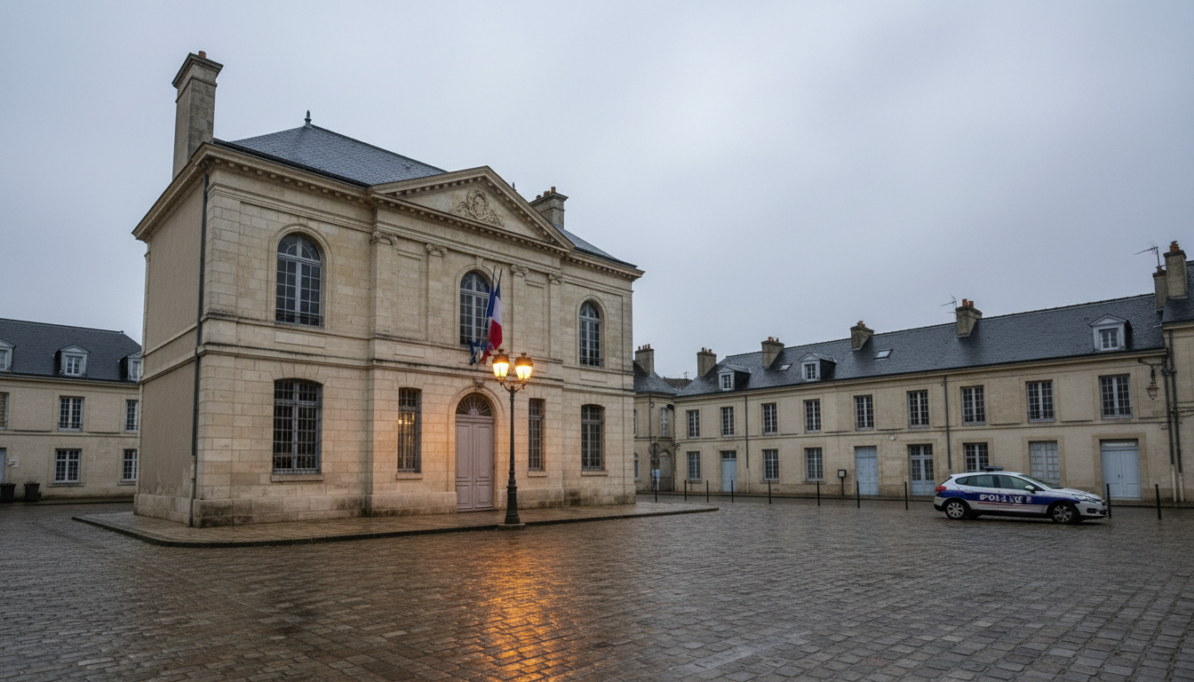 Mairie d'une petite commune française avec drapeau tricolore