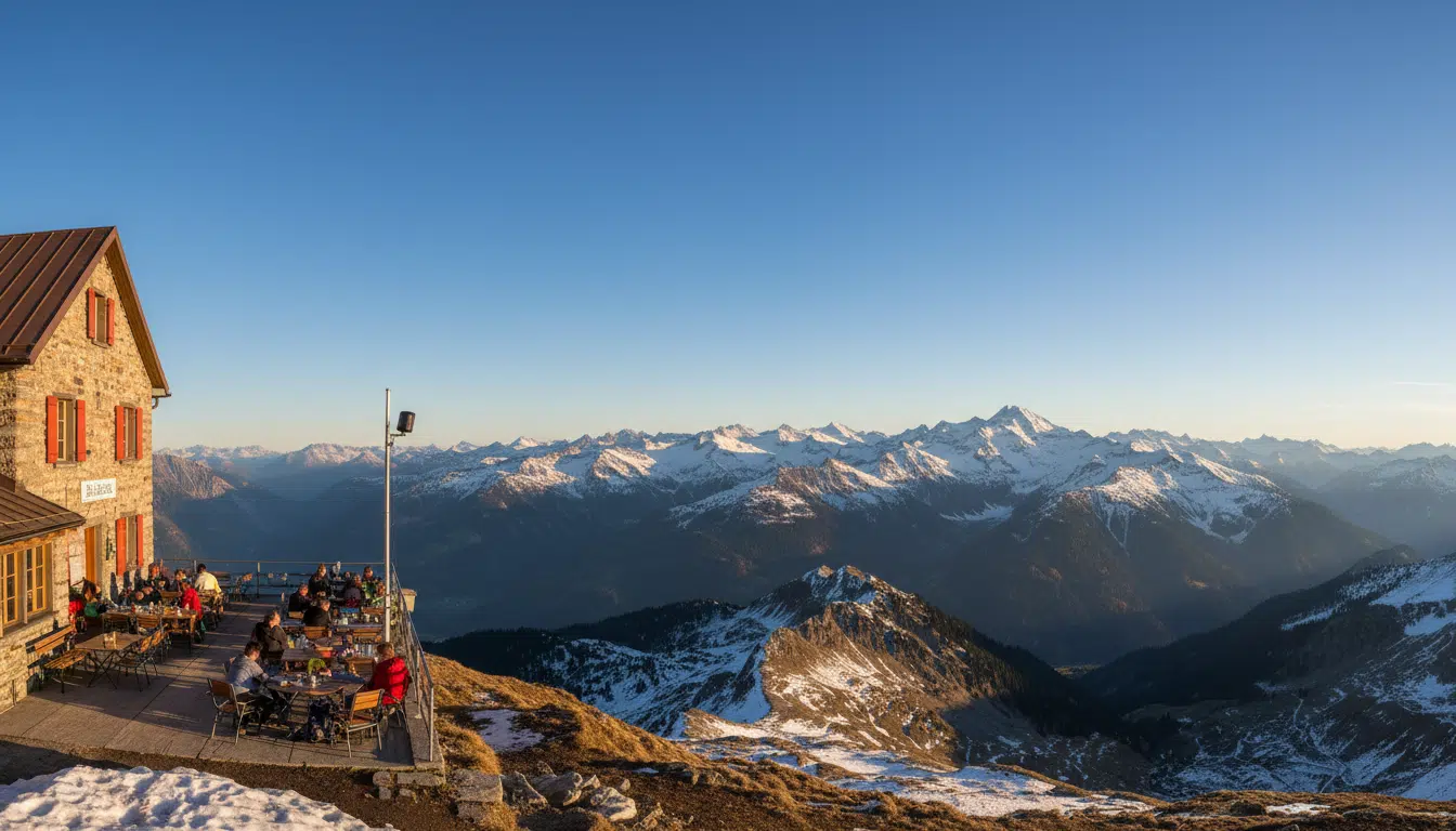 Terrasse de l'hôtel du Faulhorn avec webcam et Alpes suisses