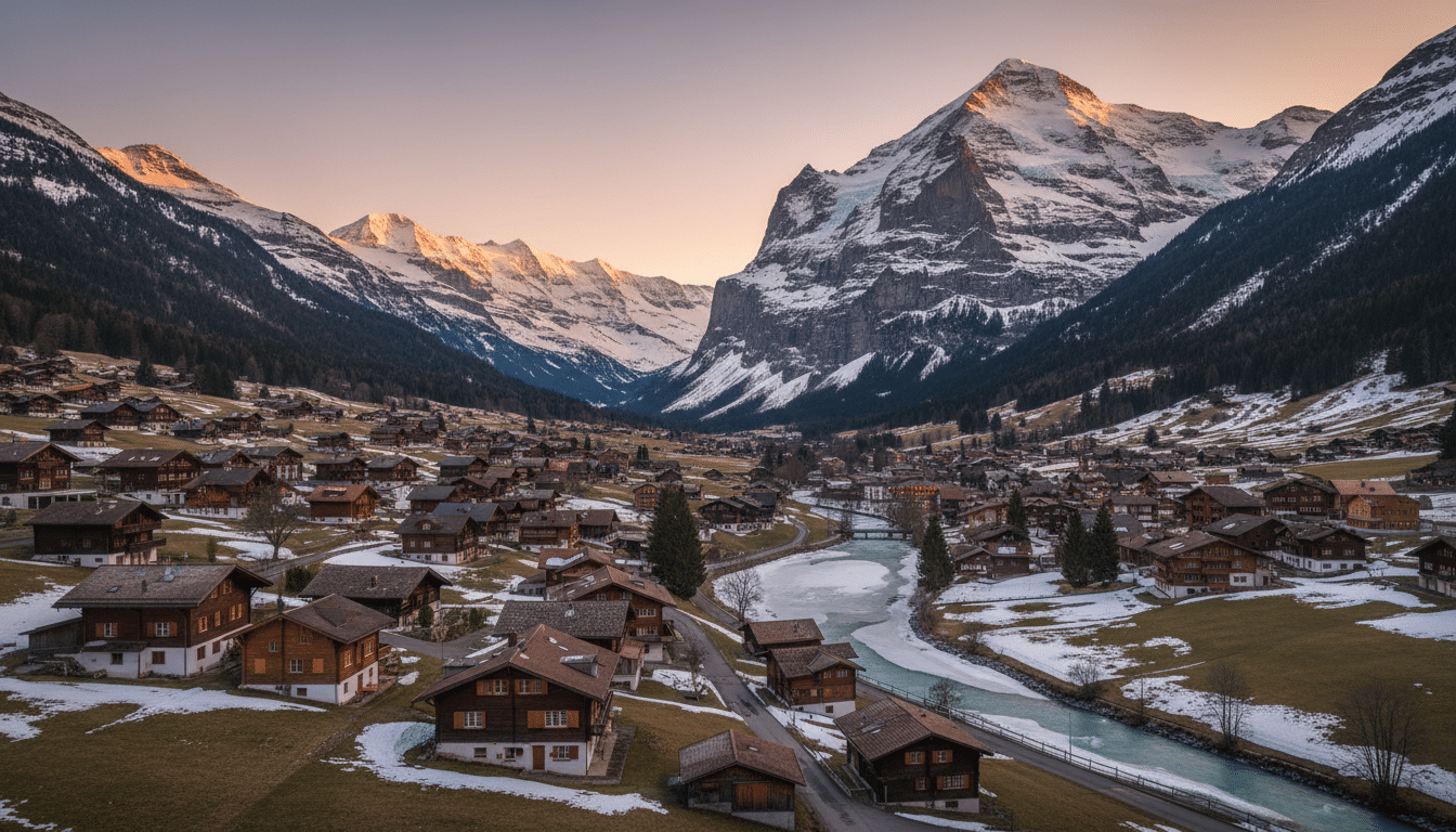 Village de Grindelwald au pied des Alpes suisses