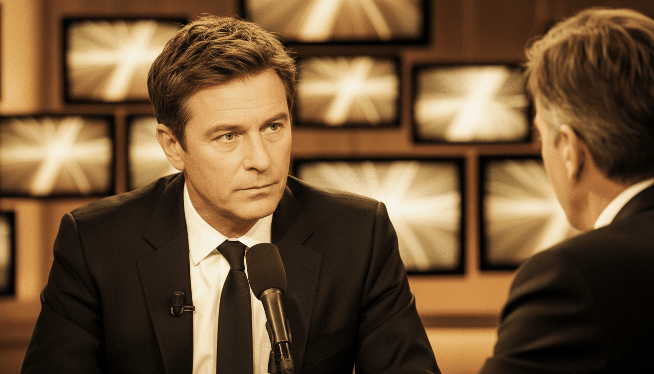 Jean Dujardin sur un plateau de télévision