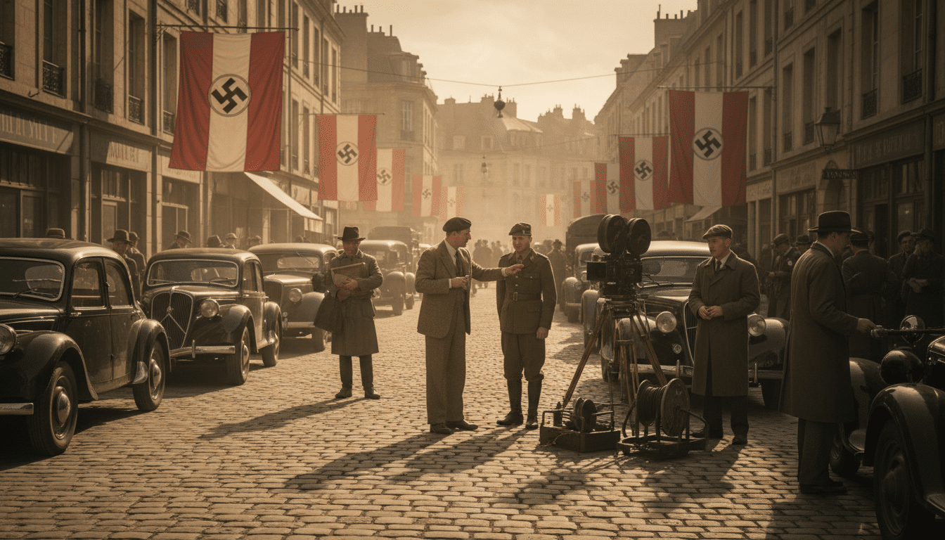 Reconstitution d'une scène de la collaboration sur un plateau de tournage