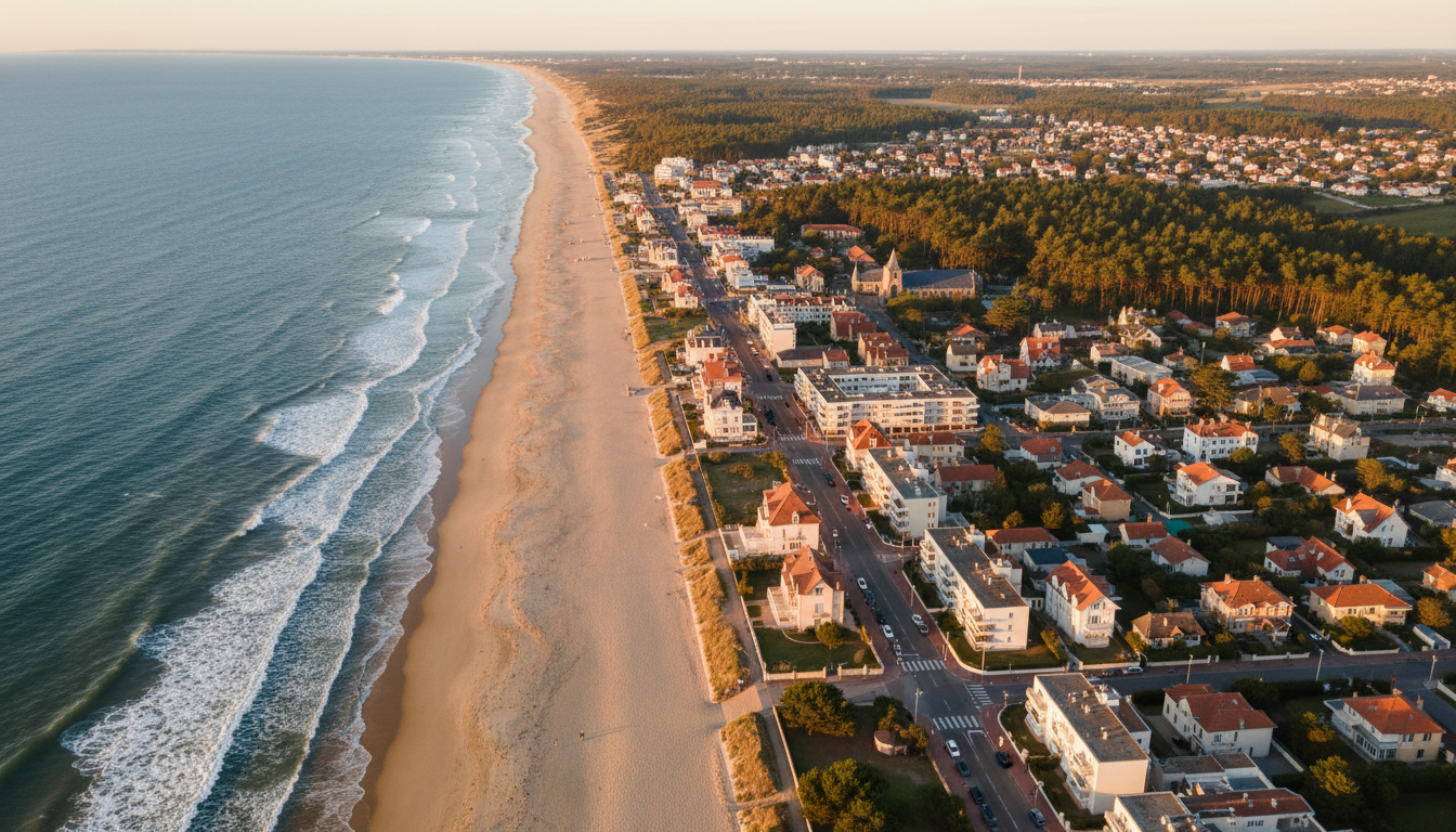 Vue aérienne de Soulac-sur-Mer dans le Médoc en Gironde