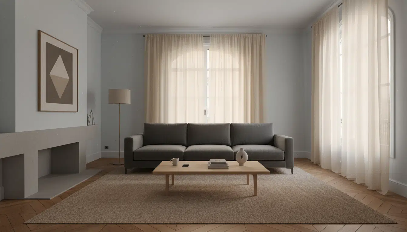 Un appartement vide au crépuscule, évoquant l'isolement et l'emprise psychologique décrite par Emma Paris dans son livre