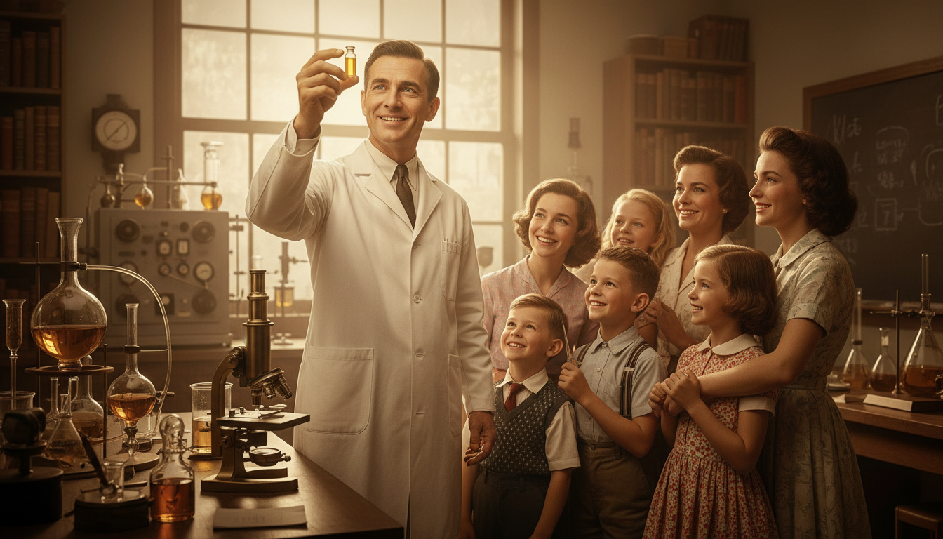 Jonas Salk annonce le vaccin contre la polio en 1955