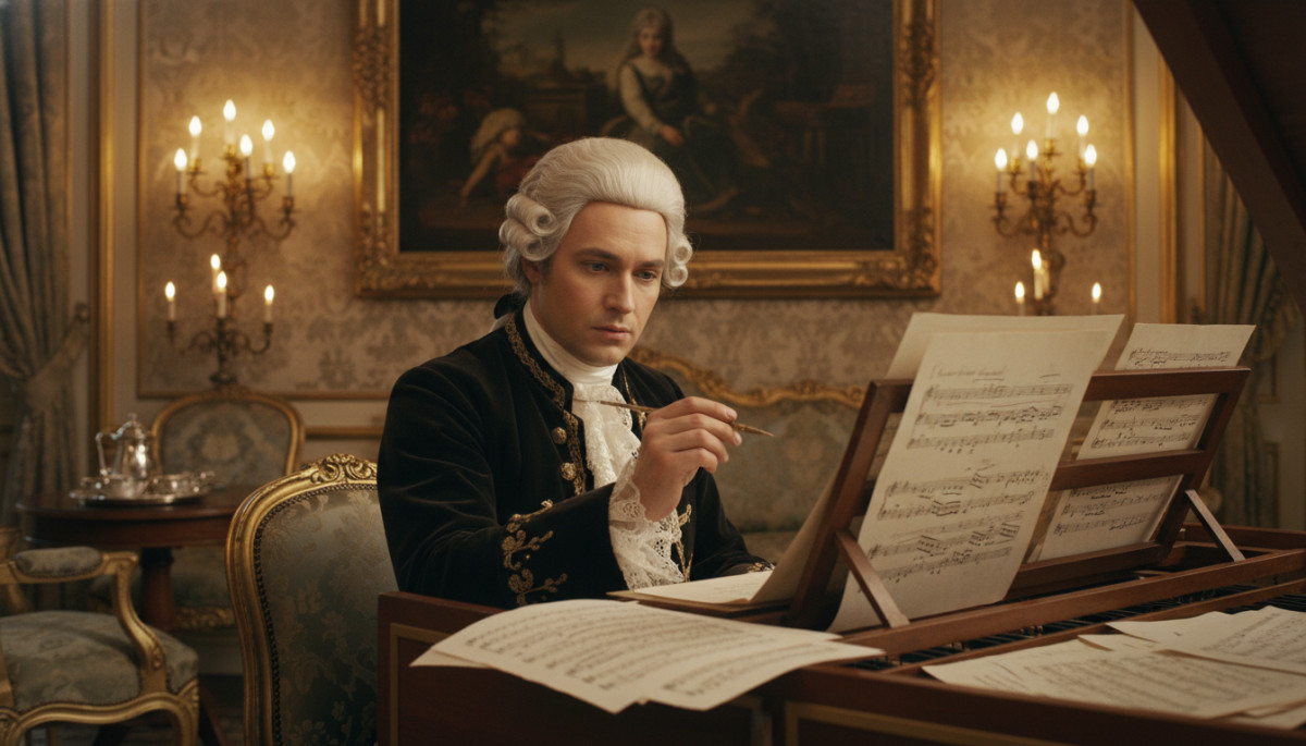 Joseph Haydn composant au clavecin au XVIIIe siècle