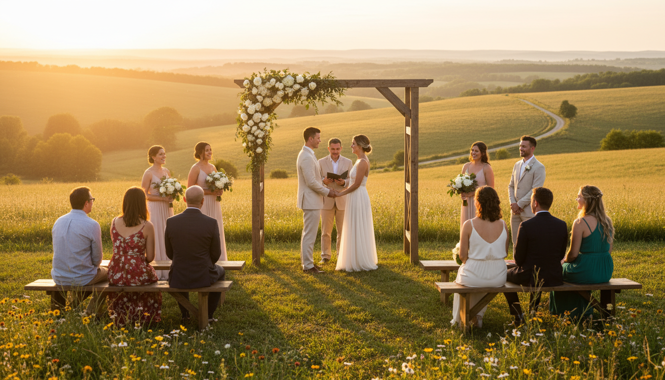 Cérémonie de mariage intime en pleine campagne américaine