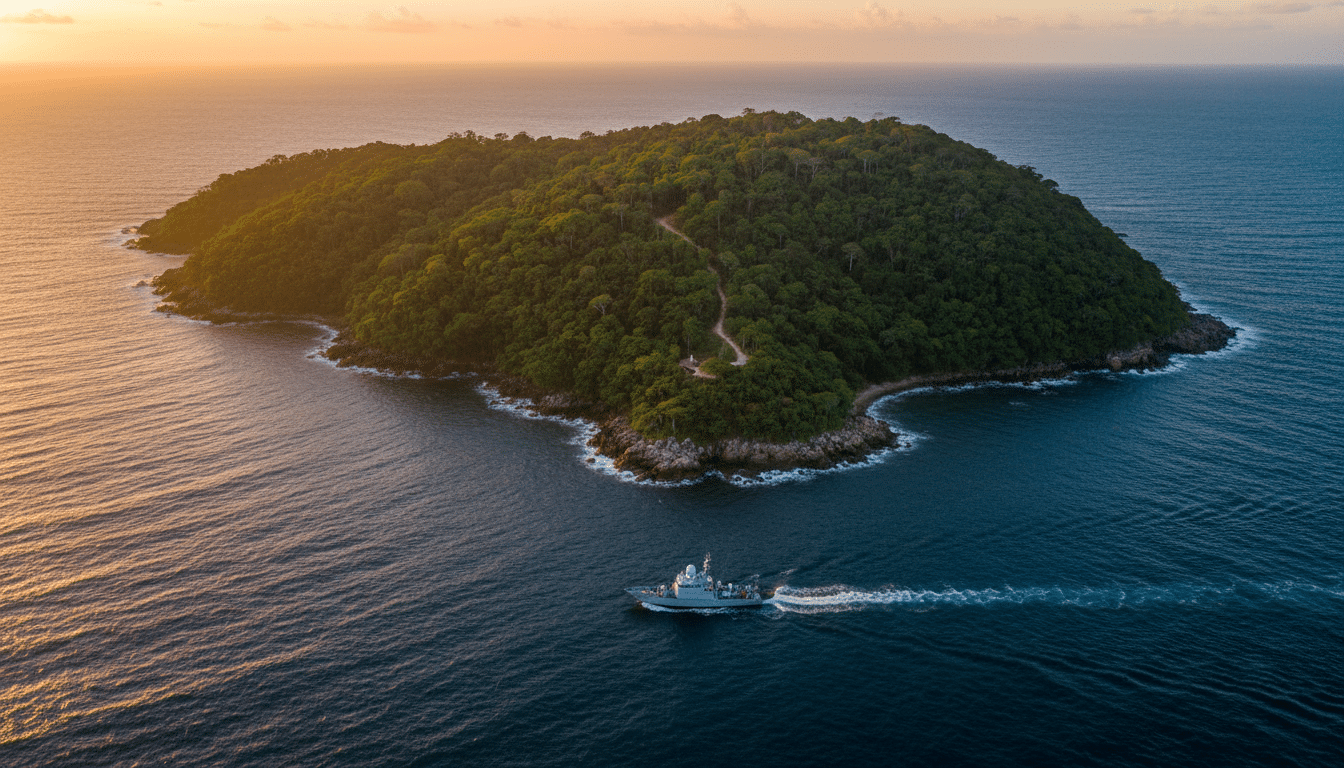 Vue aérienne de l'île aux serpents au Brésil