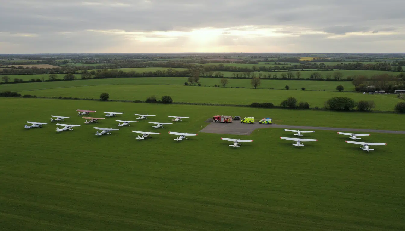 Vue aérienne de l'aérodrome de Headcorn dans le Kent