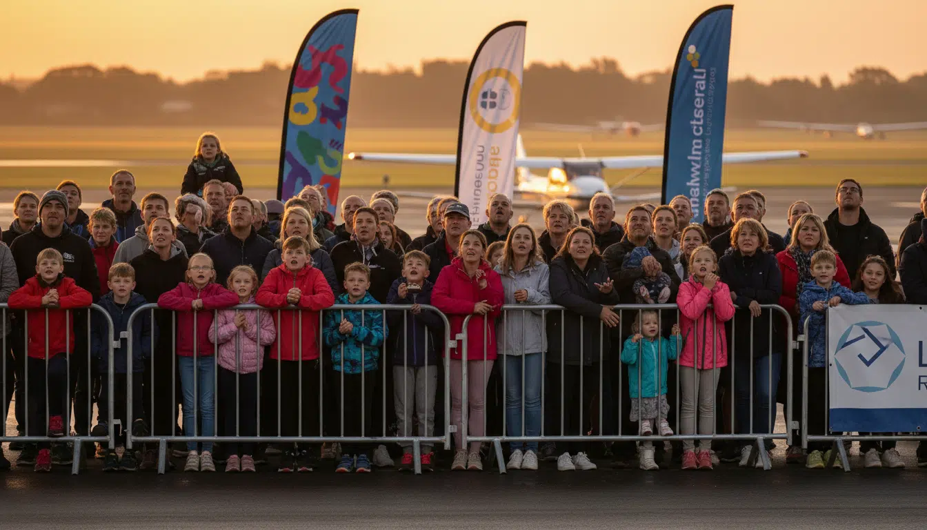 Spectateurs choqués sur un aérodrome lors d'un événement caritatif