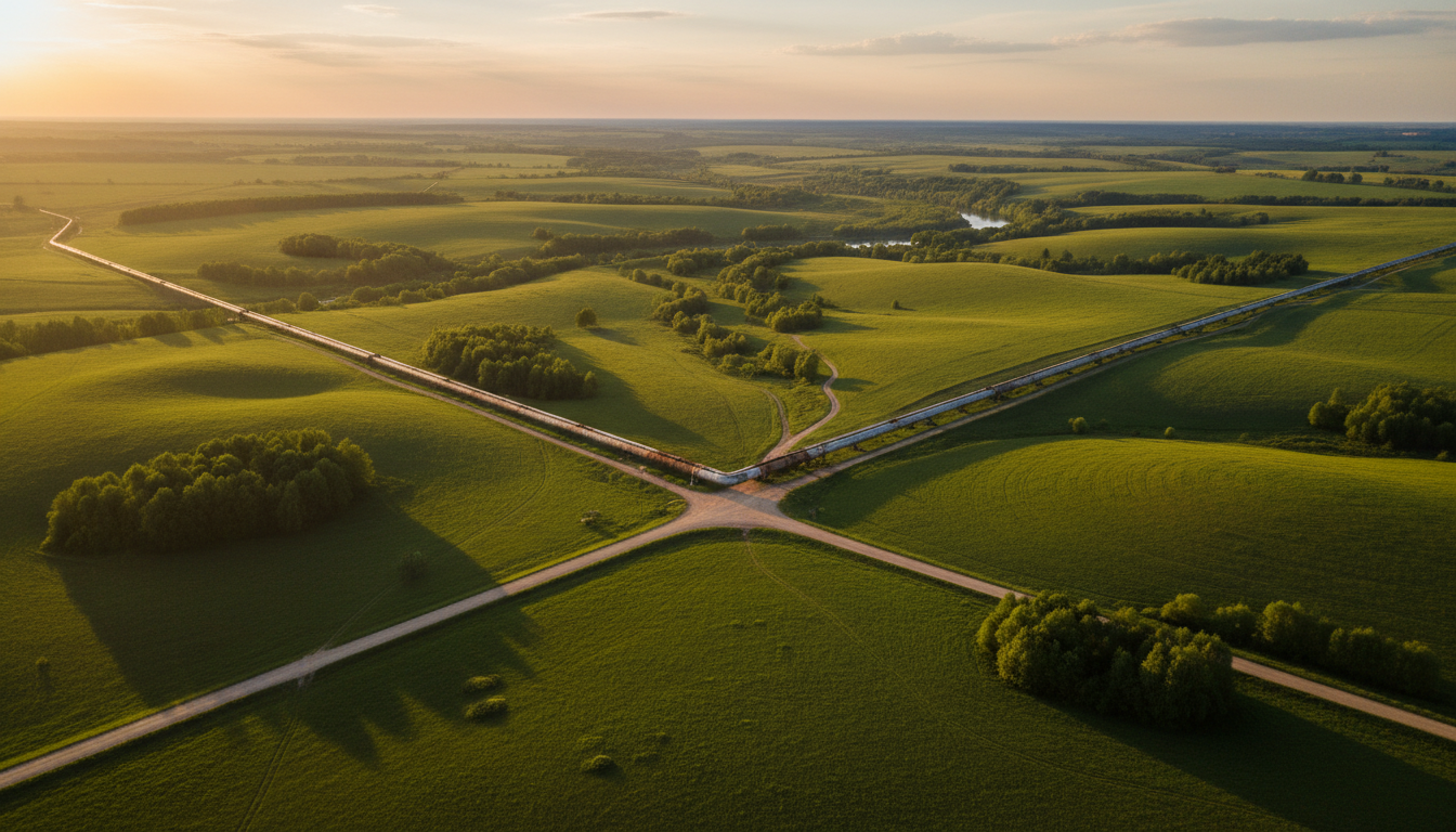 Pipeline pétrolier traversant la campagne d'Europe centrale