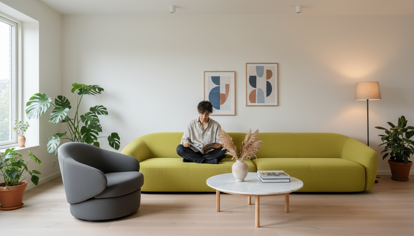 Canapé LILLESÄTER IKEA aux formes courbes dans un salon moderne