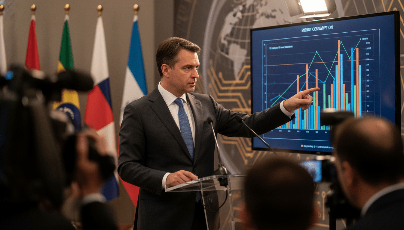 Expert montrant un graphique de crise énergétique