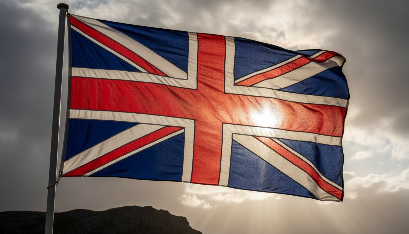 Le drapeau britannique Union Jack flottant au vent
