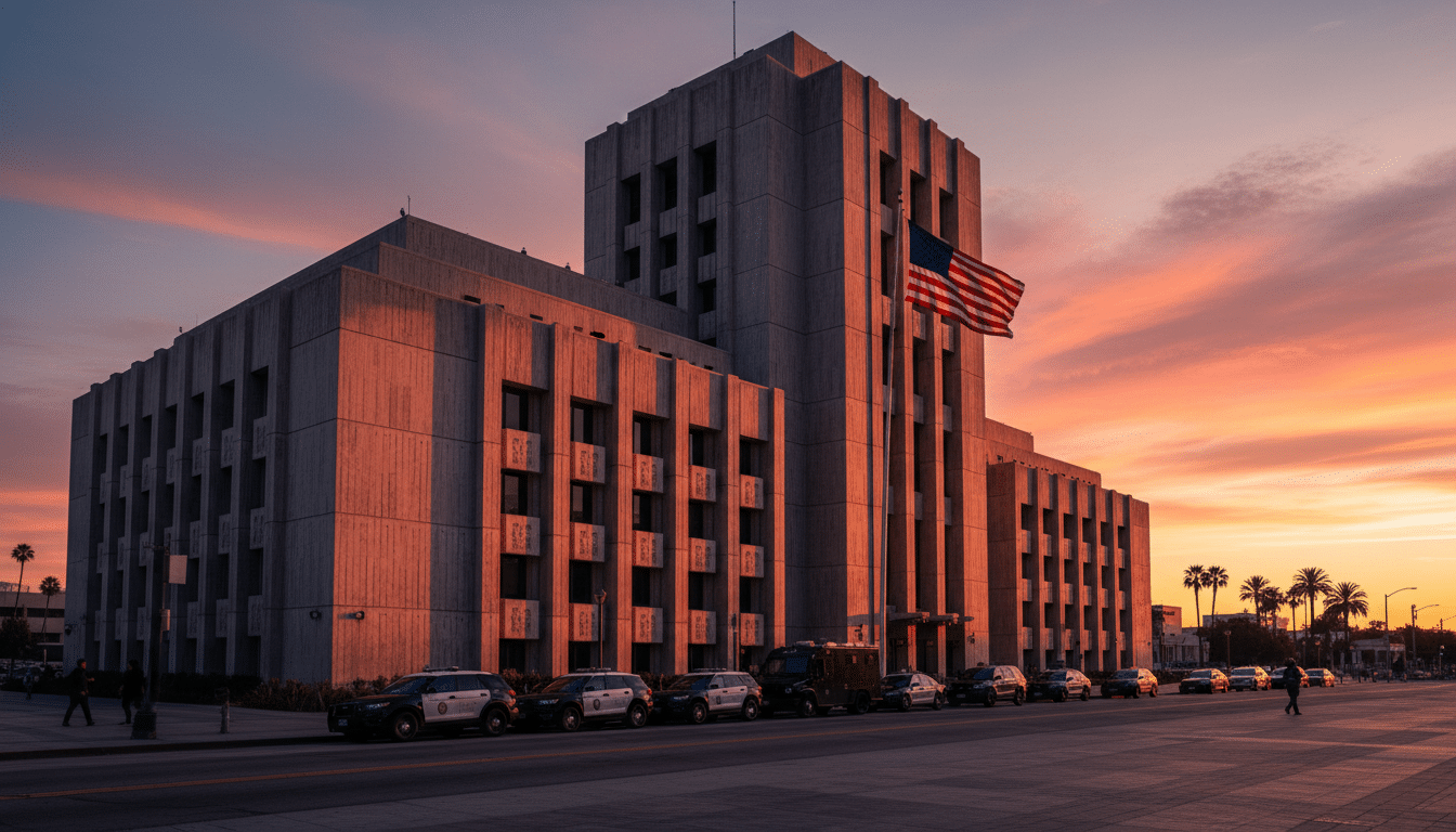 Tribunal du comté de Los Angeles au coucher du soleil