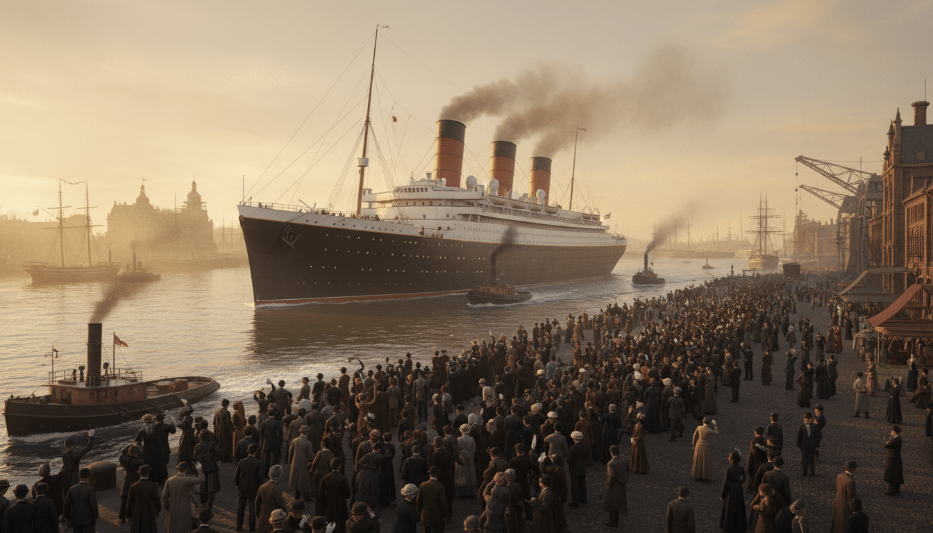 Le Titanic quittant le port de Southampton en 1912
