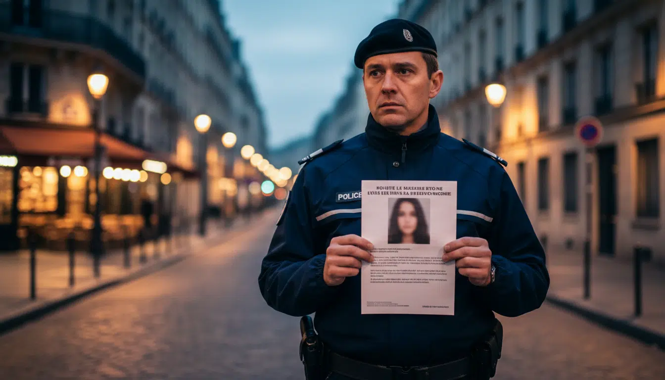 Policier tenant un avis de disparition