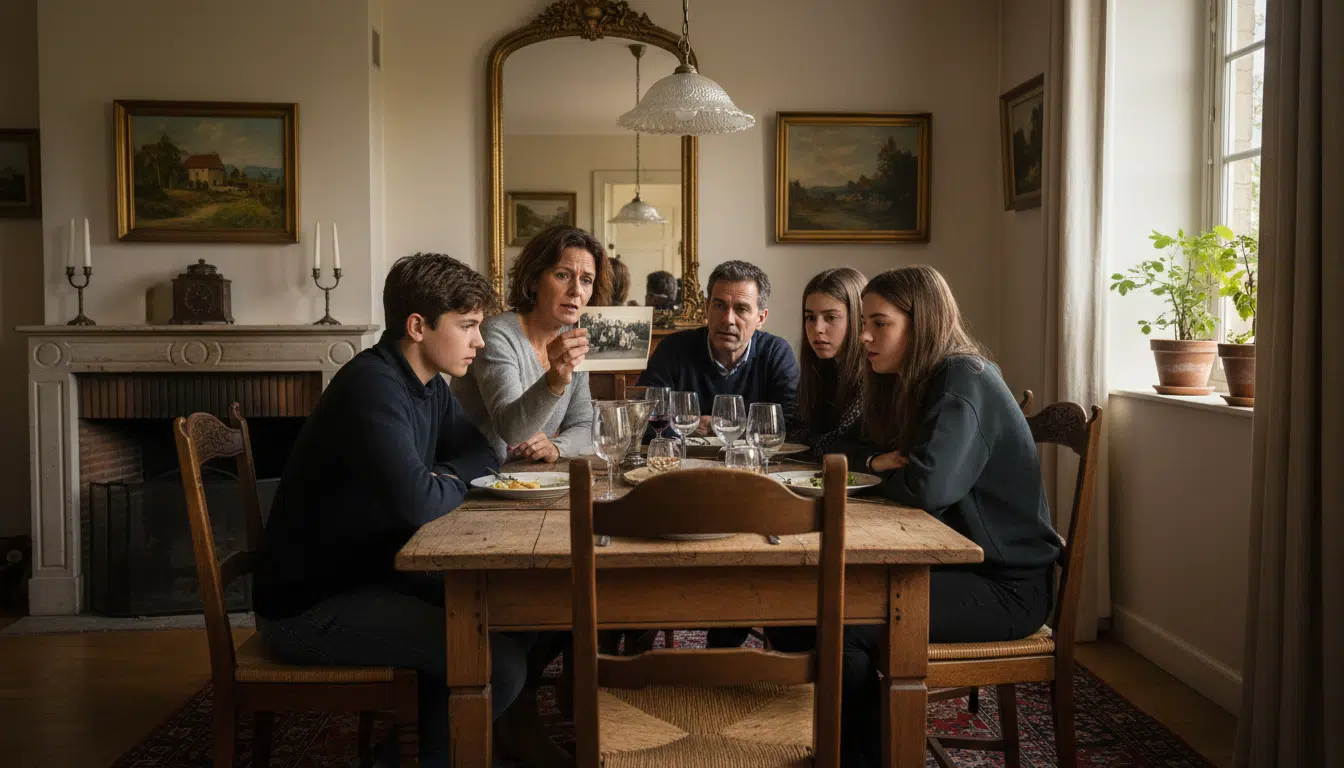 Famille angoissée tenant une photo
