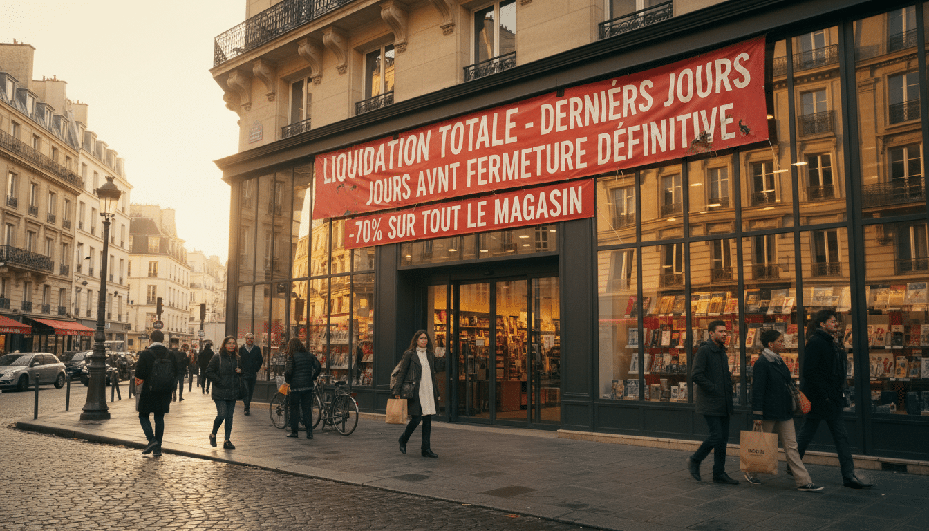 Façade du magasin Leroy Merlin avec bannière de fermeture