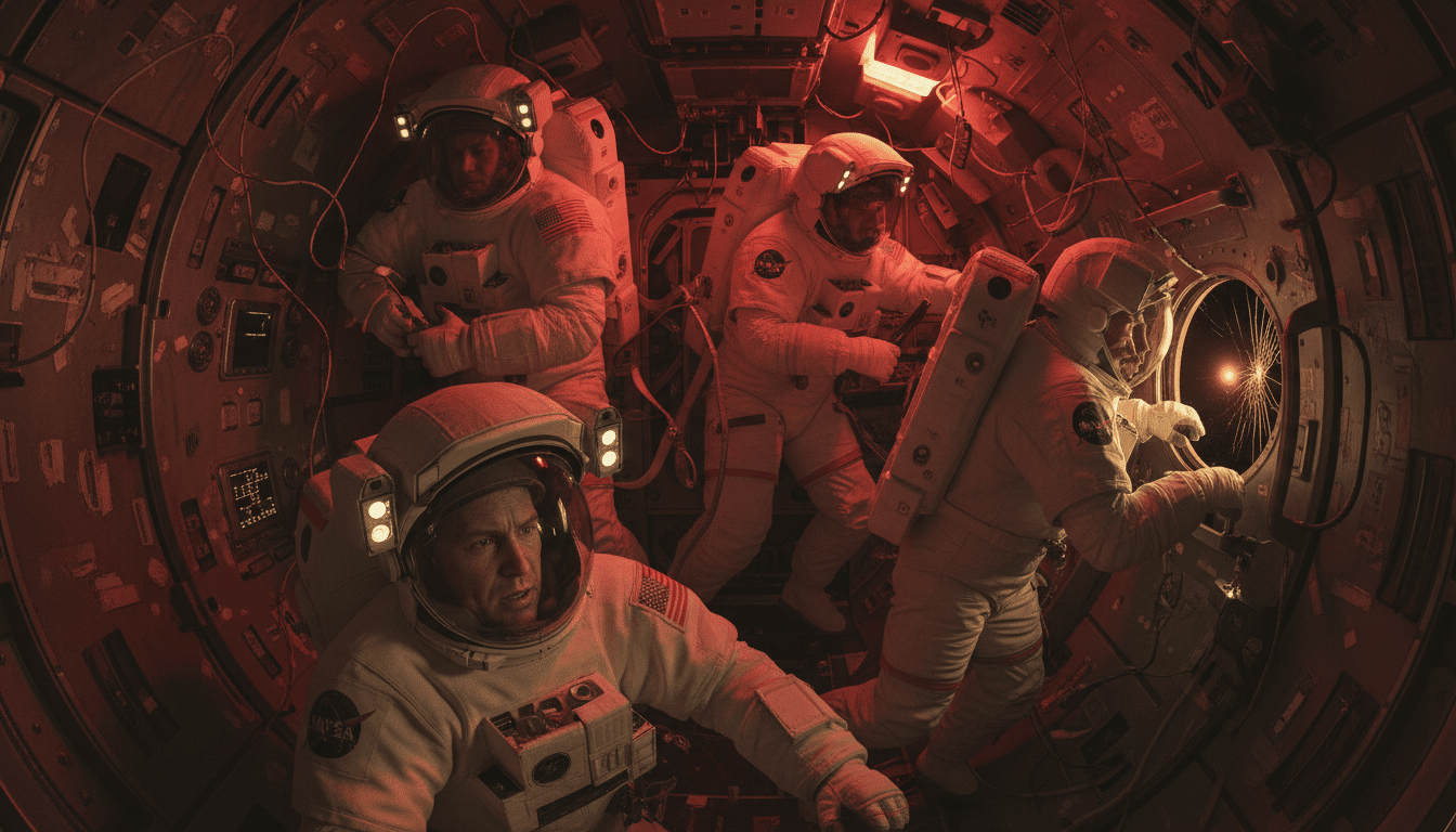 Les astronautes d'Apollo 13 dans leur capsule en péril