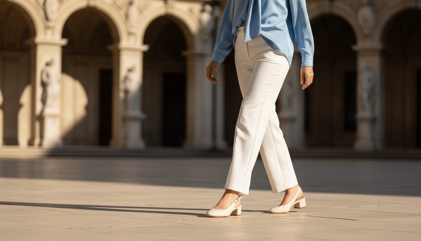 Letizia d'Espagne en slingbacks Sézane écru et tenue printanière