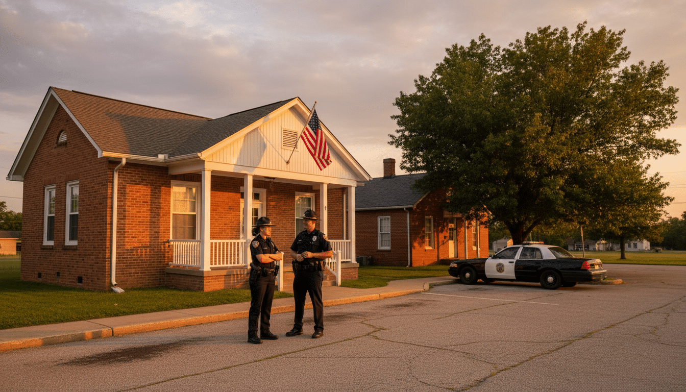 Commissariat de police américain au coucher du soleil