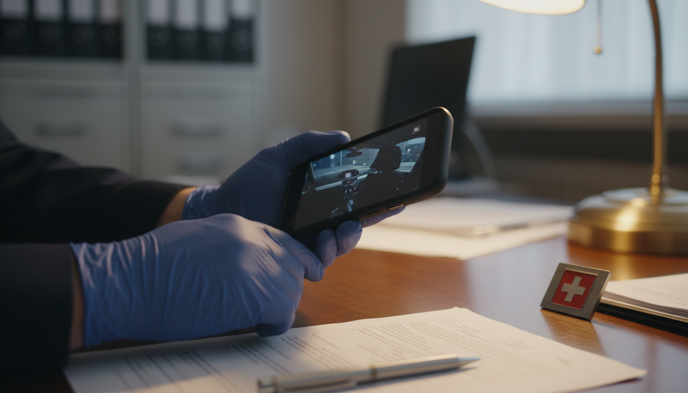 Téléphone portable saisi par la police montrant une vidéo embarquée