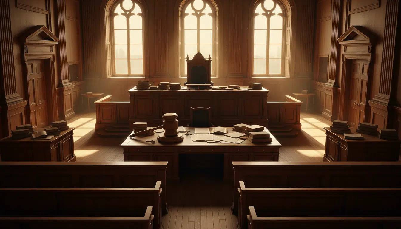 Salle de tribunal pendant une audience juridique