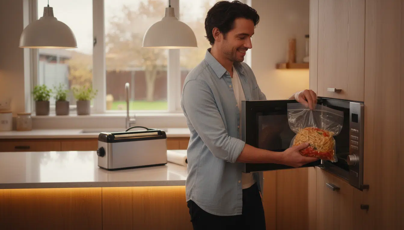 Sachet sous vide réchauffé directement au micro-ondes