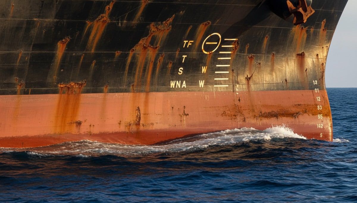 Ligne de Plimsoll gravée sur la coque d'un navire