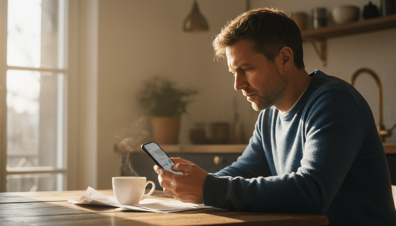 Personne consultant son Livret A sur son téléphone