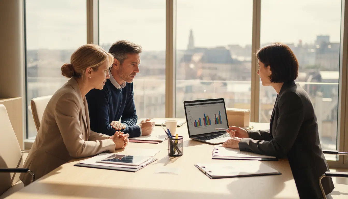 Couple en rendez-vous avec un conseiller financier