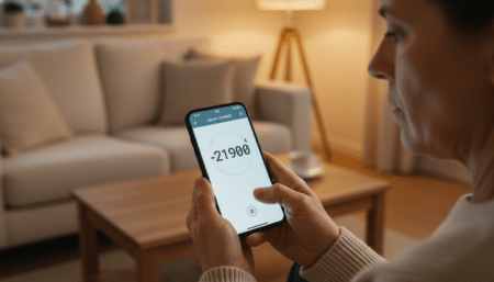 Personne consultant son compte courant sur smartphone