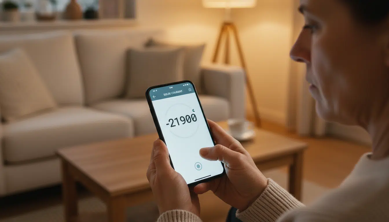 Personne consultant son compte courant sur smartphone