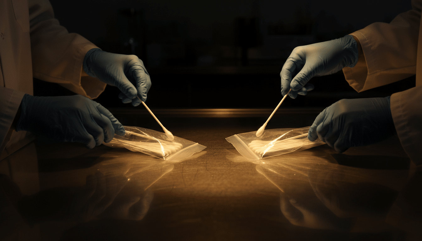 Prélèvement ADN dans un laboratoire médico-légal