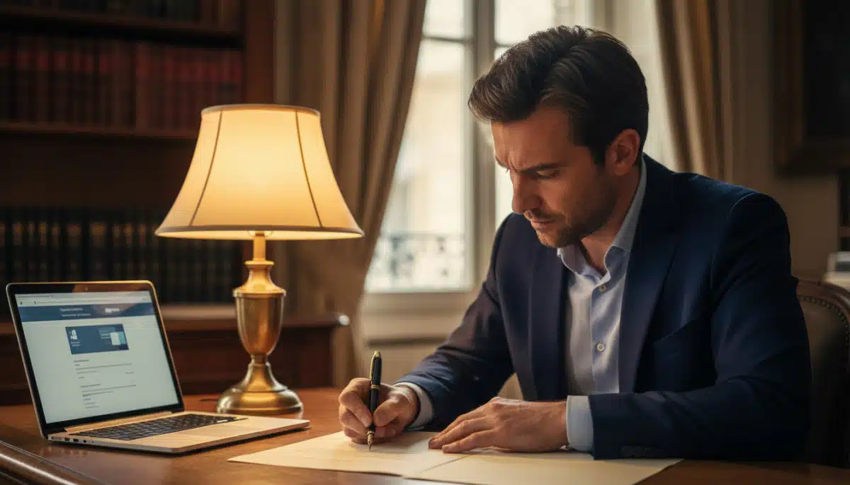 Locataire rédigeant une lettre de contestation officielle