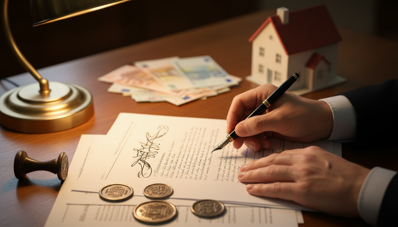 Documents de succession et calculs chez le notaire