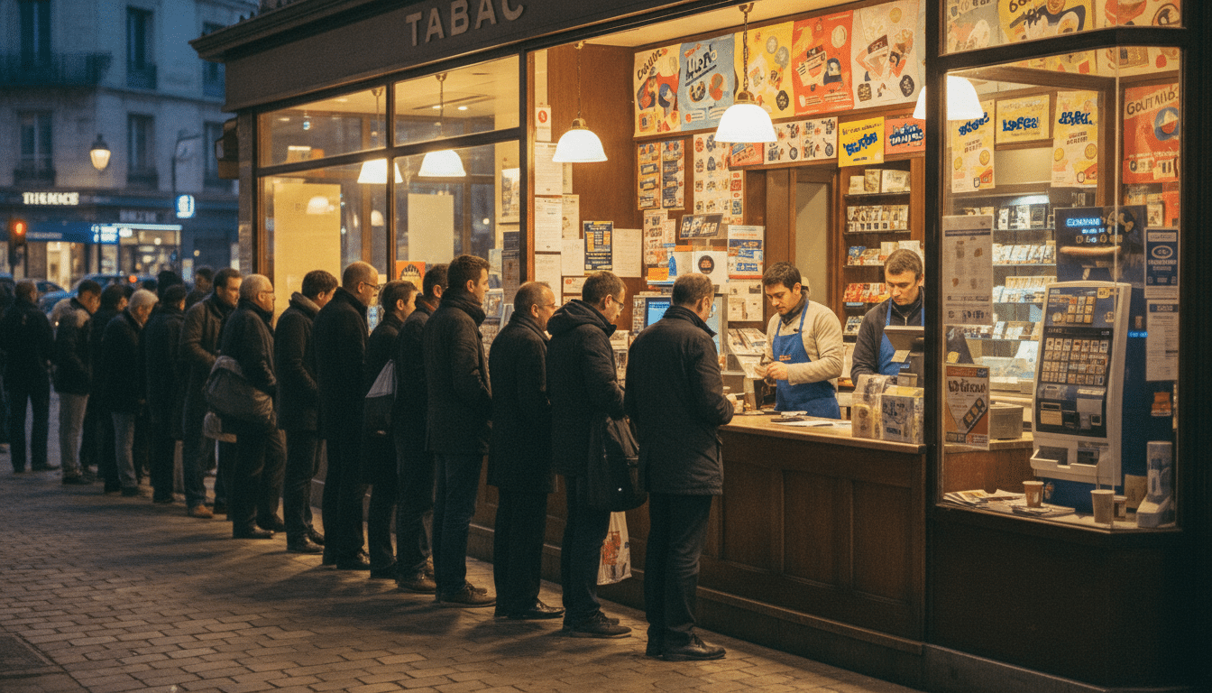 File d'attente dans un bureau de tabac français