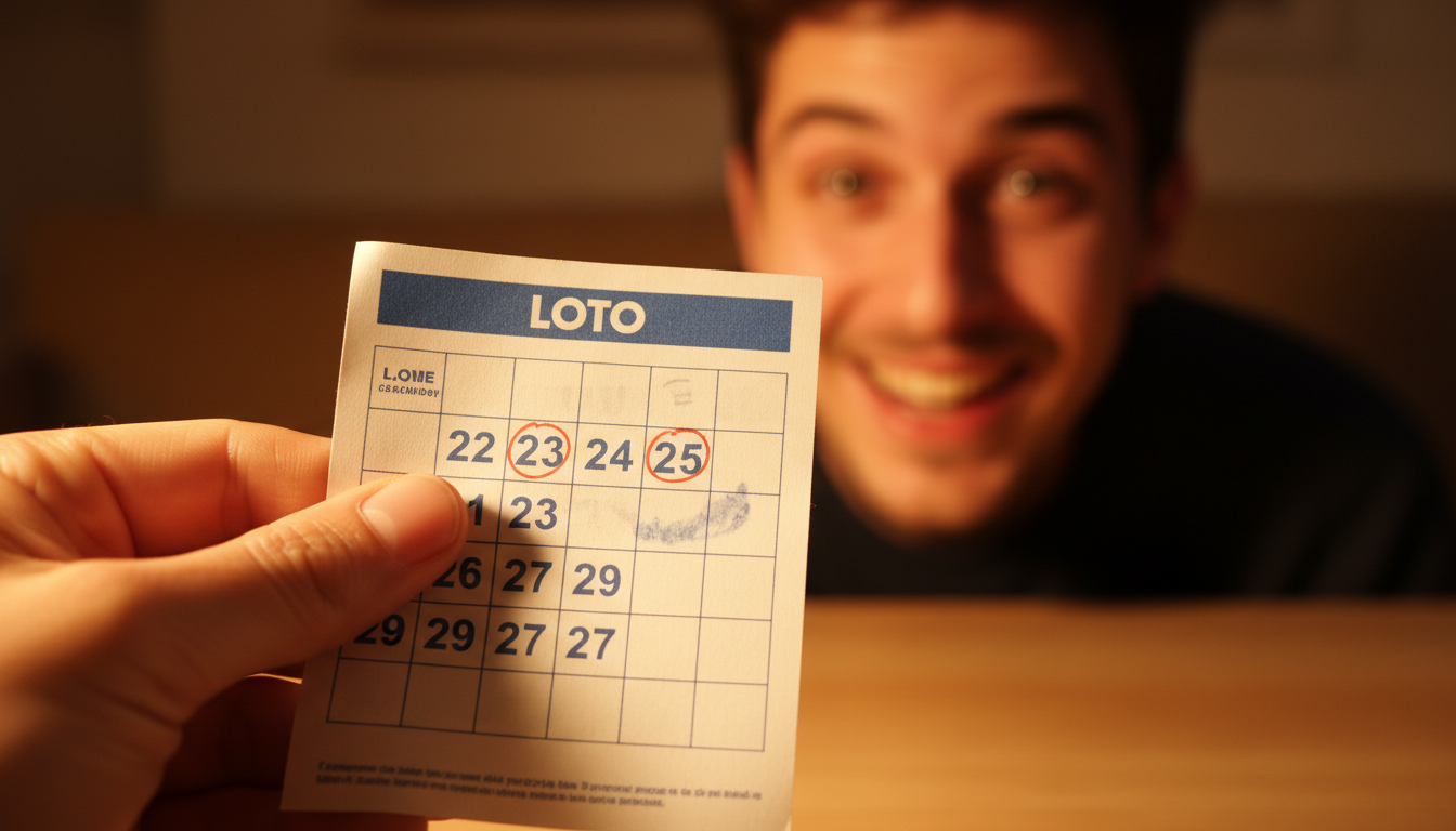 Grille Loto avec quatre numéros consécutifs cochés